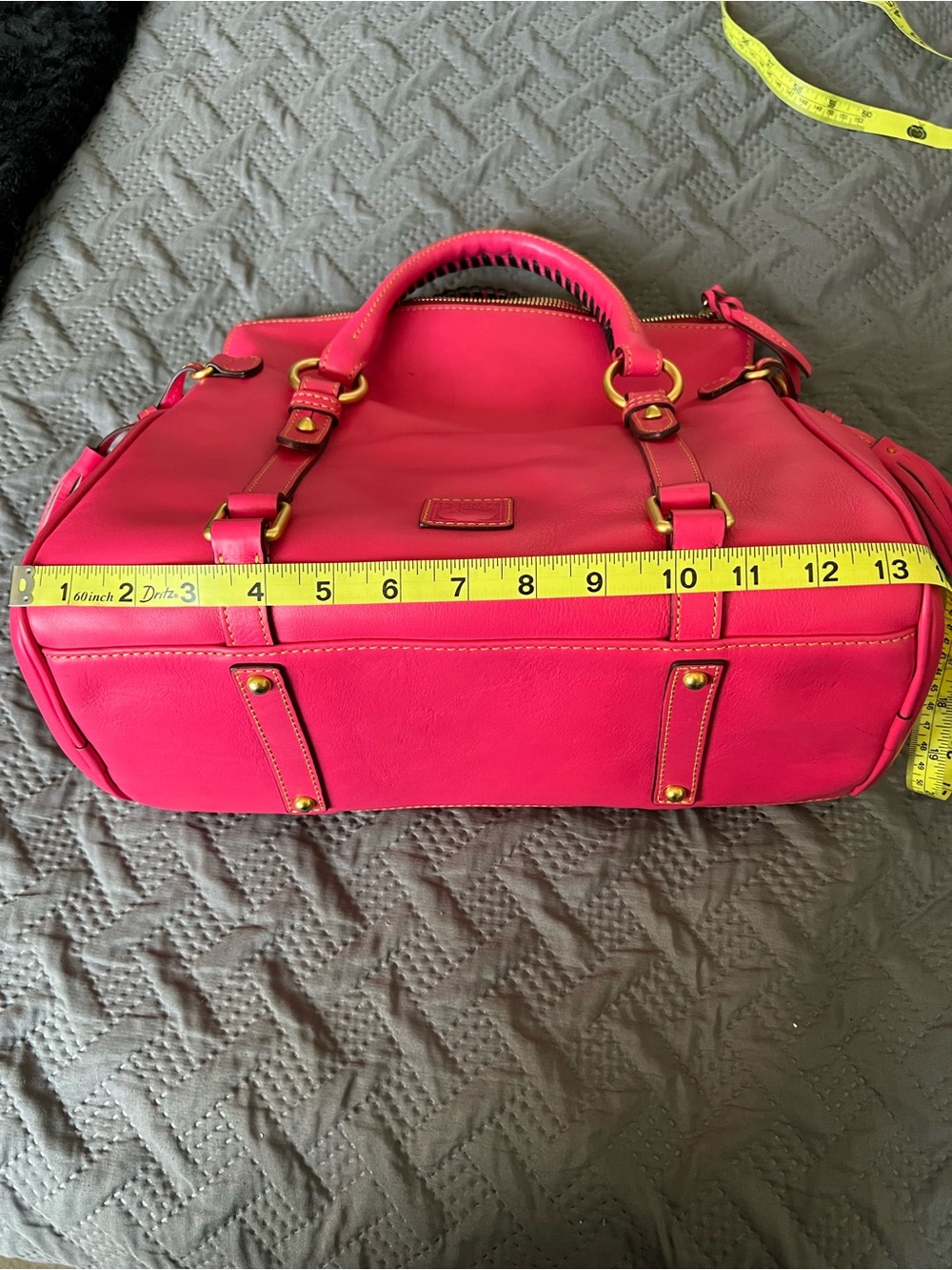 Dooney & Bourke Bright Pink Leather Satchel with Gold Hardware - Picture 9 of 11
